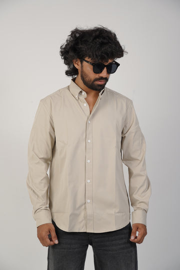 Beige Blended Satin Shirt