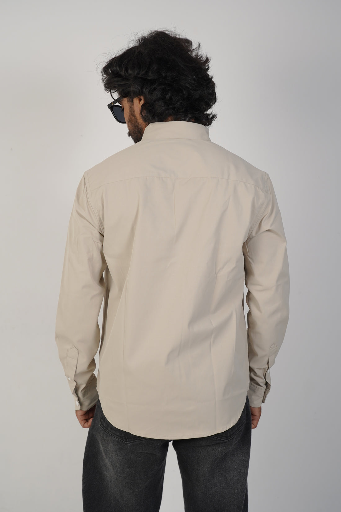 Beige Blended Satin Shirt