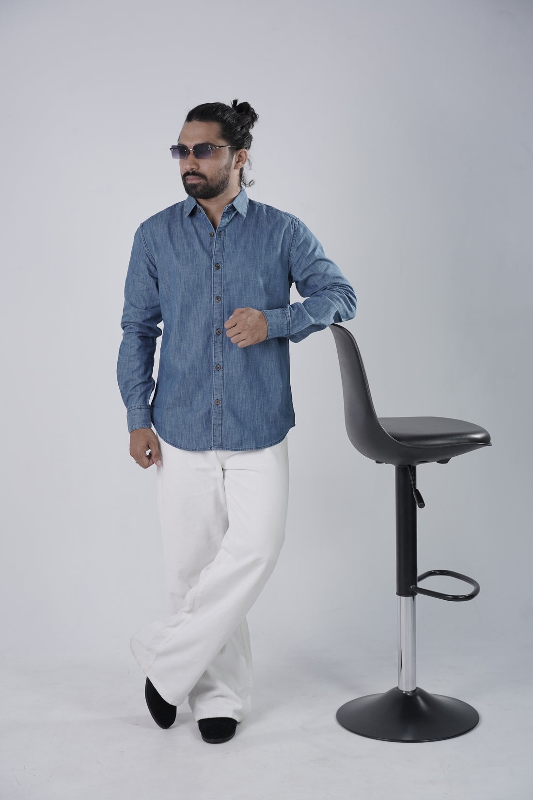 Navy Blue Denim Shirt