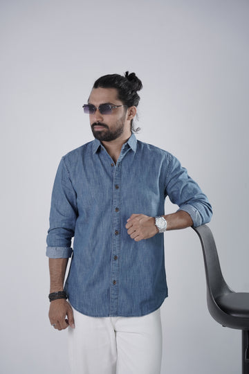 Navy Blue Denim Shirt
