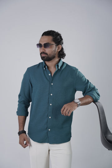 Teal colour linen shirt