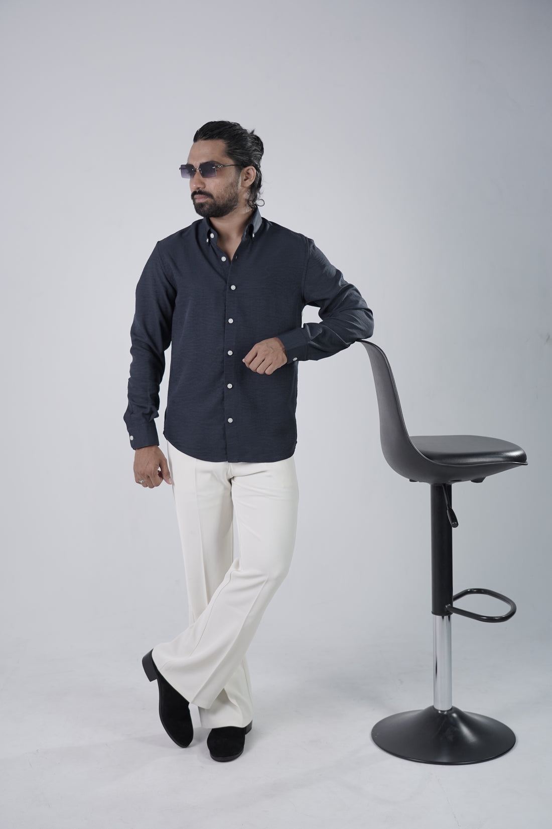 Navy Blue Turkish Linen Shirt