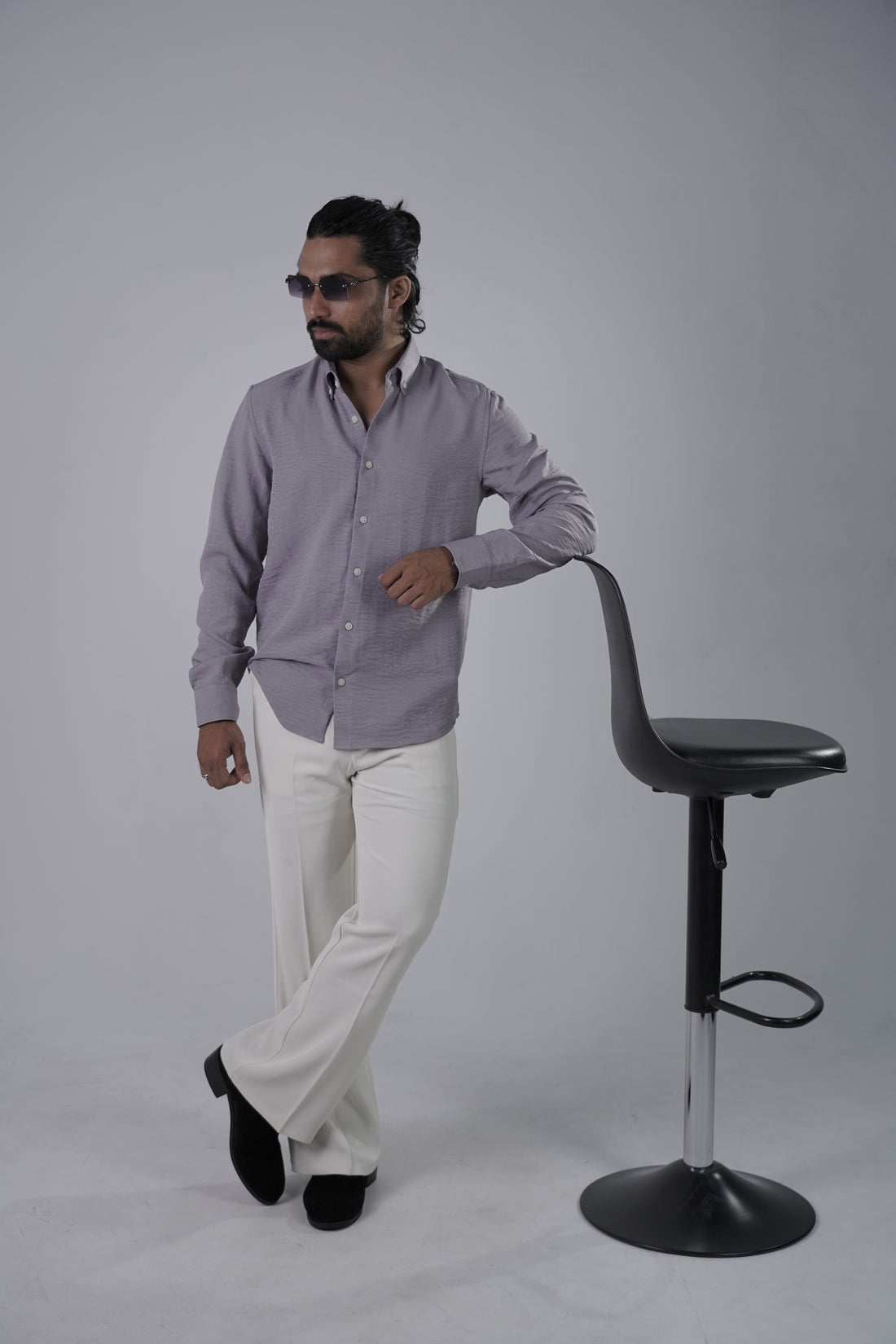 Mauve Grey Turkish Linen Shirt