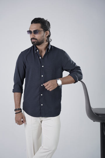 Navy Blue Turkish Linen Shirt