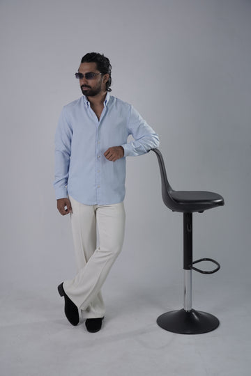 Turquoise Blue Turkish Linen Shirt