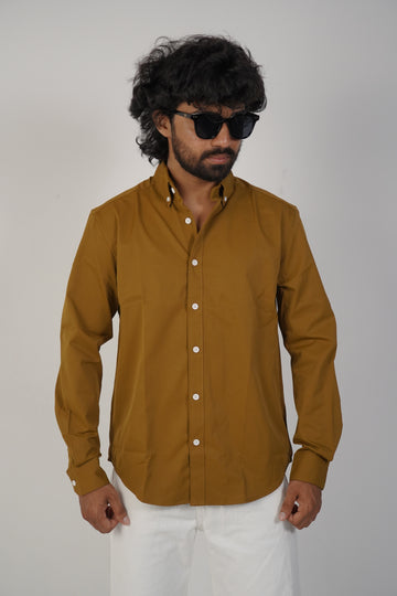 Mustard Brown Blended Satin Shirt