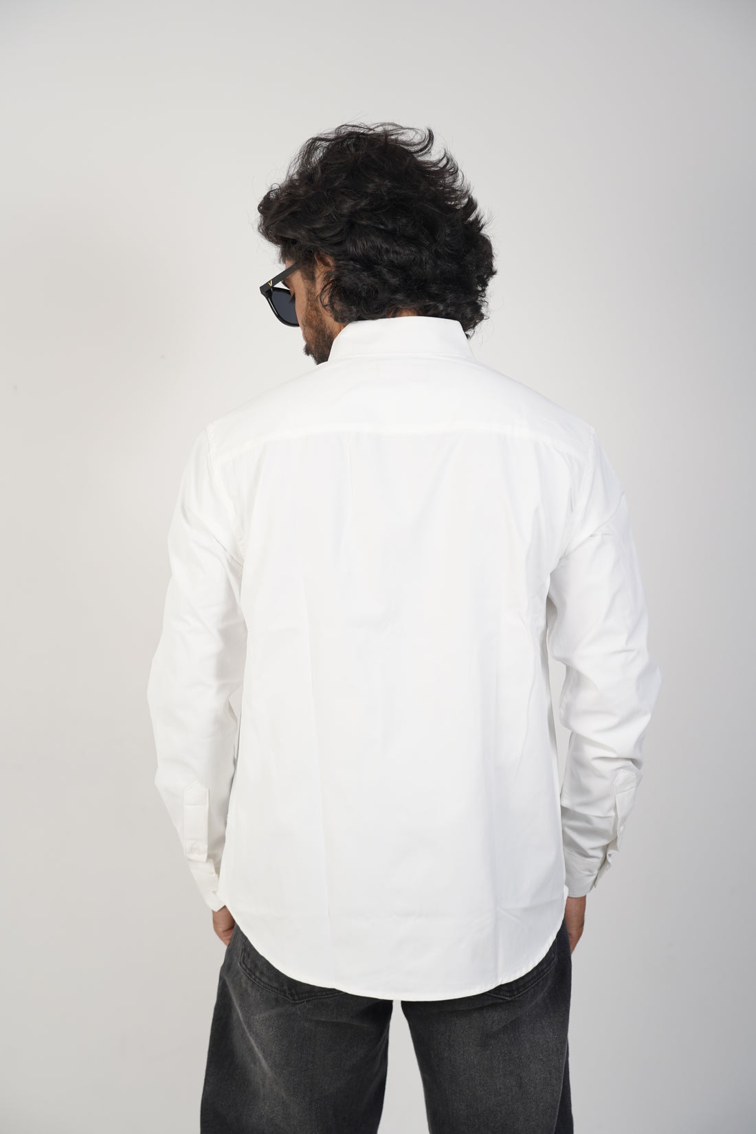 White Blended Satin Shirt